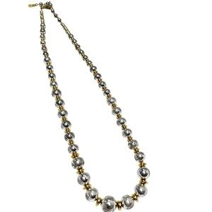 VINTAGE LC LIZ CLAIBORNE Silver Gold-tone Beaded Necklace